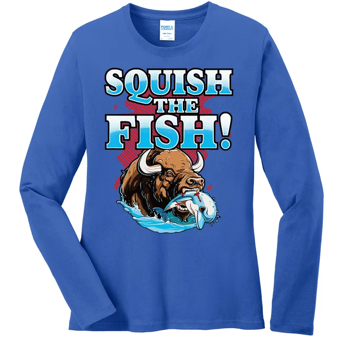 SQUISH THE FISH bison eating dolphin food chain fantasy Ladies Long Sleeve Shirt