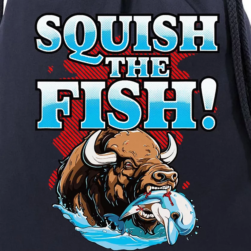 SQUISH THE FISH bison eating dolphin food chain fantasy Drawstring Bag