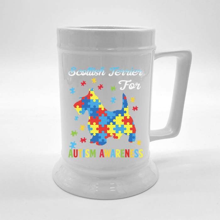 Scottish Terrier For Autism Awareness Dog Lover Front & Back Beer Stein