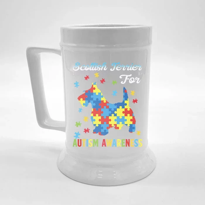 Scottish Terrier For Autism Awareness Dog Lover Front & Back Beer Stein