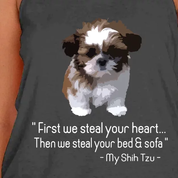 Shih Tzu Funny Women's Knotted Racerback Tank