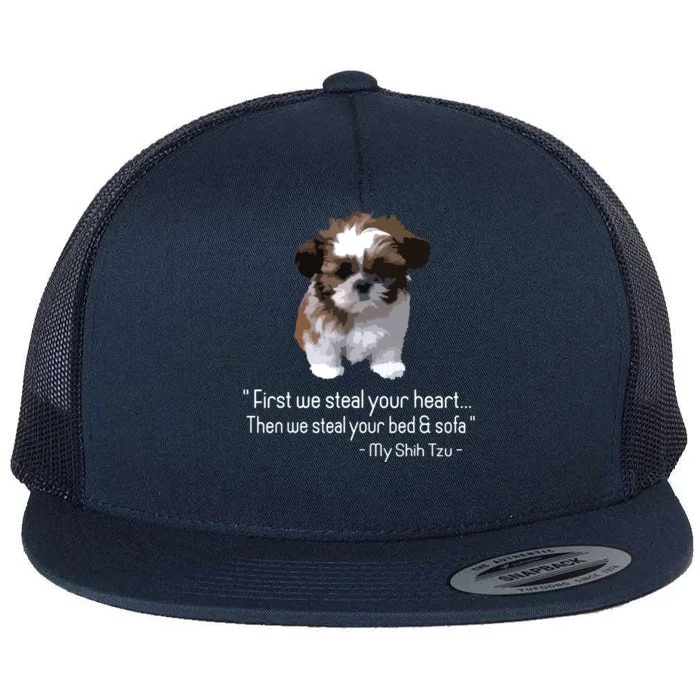 Shih Tzu Funny Flat Bill Trucker Hat