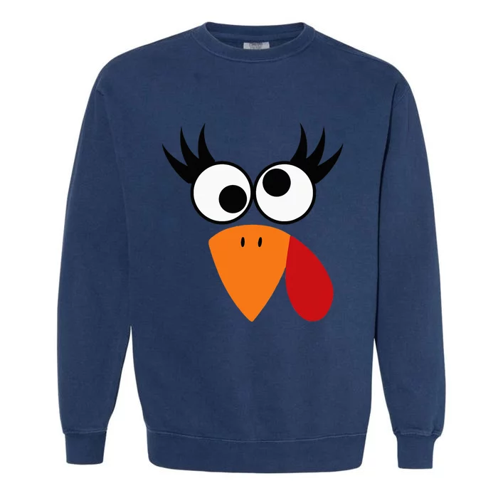 Silly Turkey Face Happy Turkey Day Thanksgiving Garment-Dyed Sweatshirt