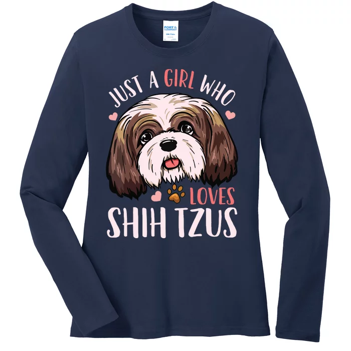 Shih Tzu Funny Ladies Long Sleeve Shirt