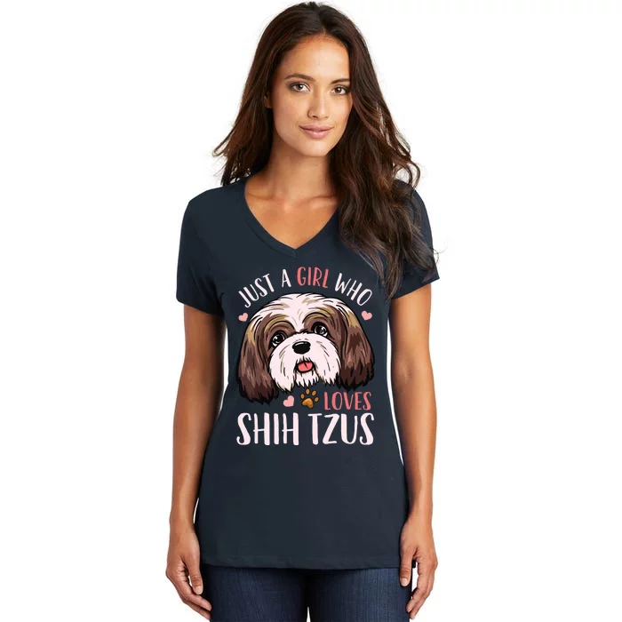 Shih Tzu Funny Women's V-Neck T-Shirt