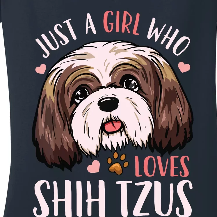 Shih Tzu Funny Women's V-Neck T-Shirt