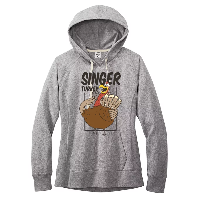 Singer Turkey Funny Thanksgiving Women's Fleece Hoodie