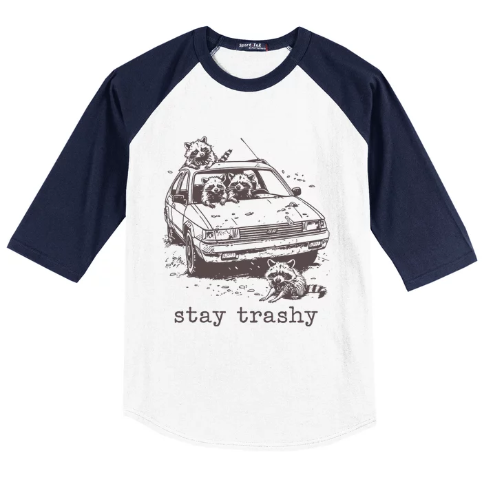 Stay Trashy Funny Trash Panda Meme Baseball Sleeve Shirt