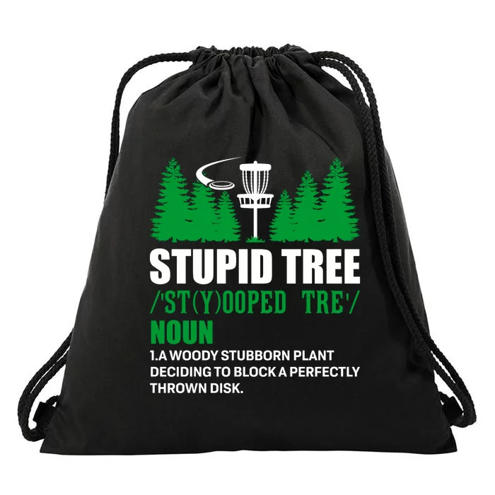 Stupid Tree Funny Disk Golf Definition Golfing Drawstring Bag