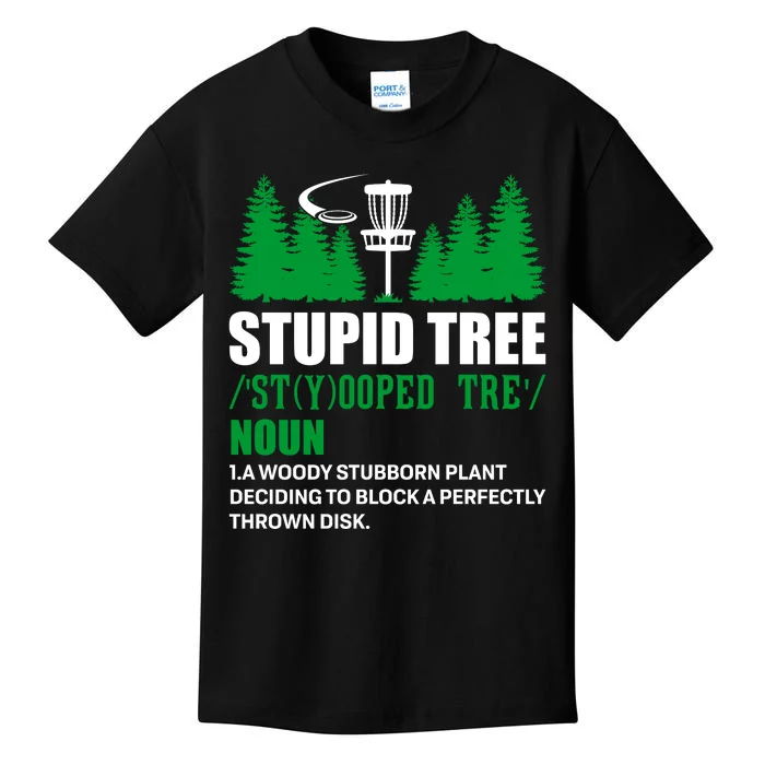 Stupid Tree Funny Disk Golf Definition Golfing Kids T-Shirt