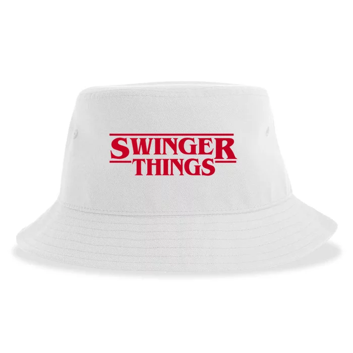 Swinger Things Funny Swingers Sustainable Bucket Hat