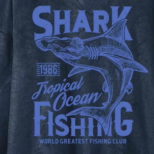 Shark Tropical Fishing World Greatest Fishing Club Hooded Wearable Blanket