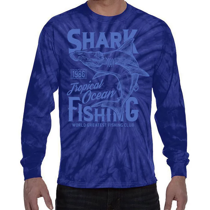 Shark Tropical Fishing World Greatest Fishing Club Tie-Dye Long Sleeve Shirt