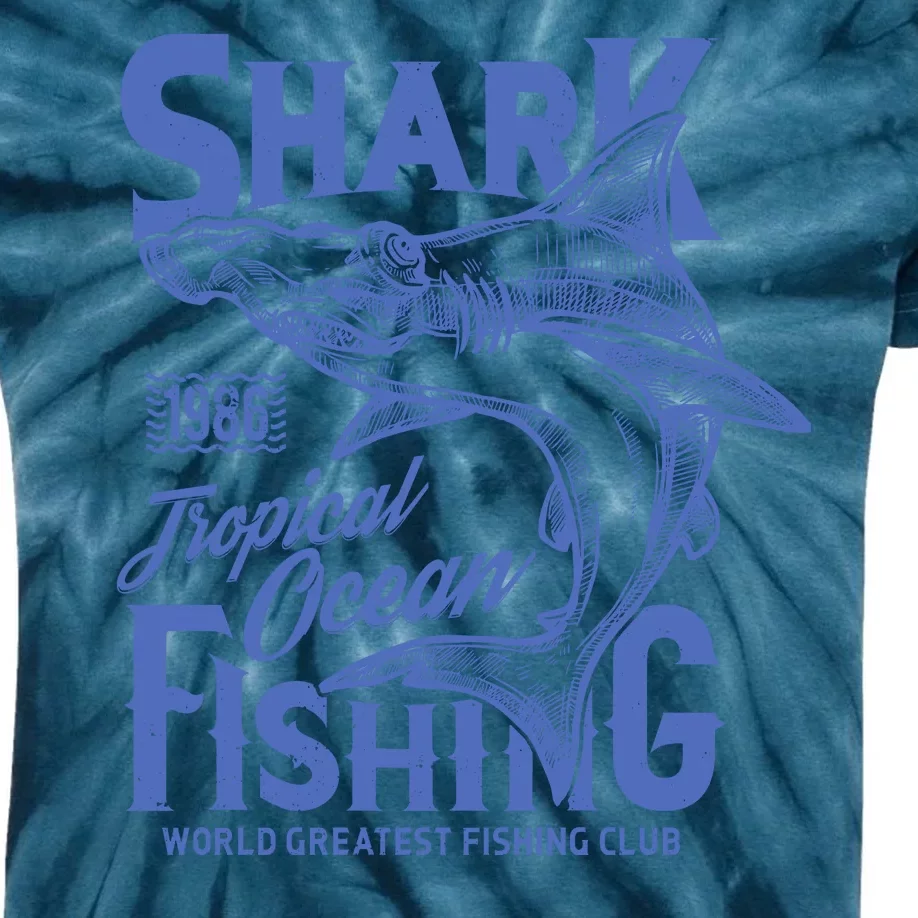 Shark Tropical Fishing World Greatest Fishing Club Kids Tie-Dye T-Shirt