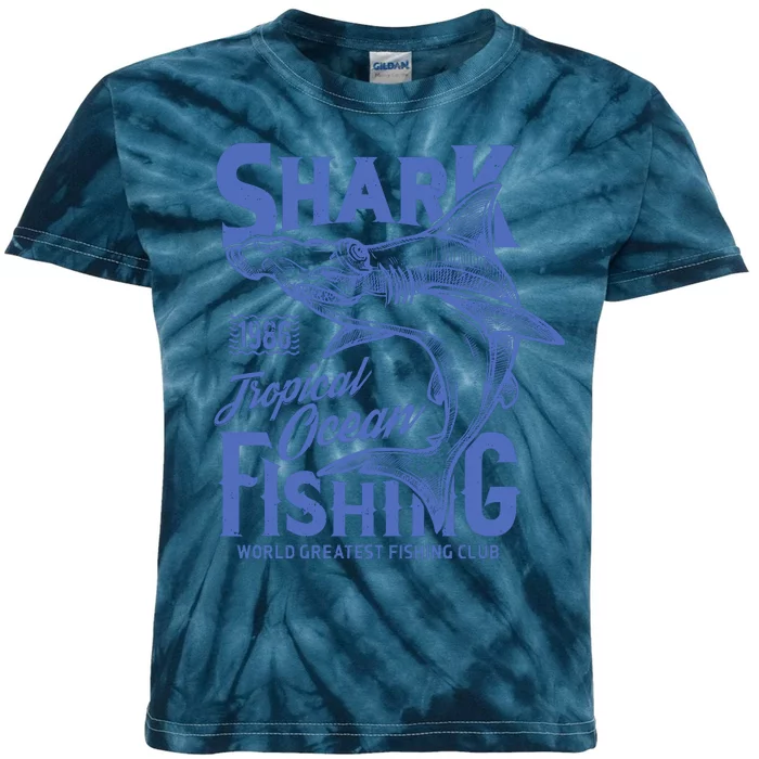 Shark Tropical Fishing World Greatest Fishing Club Kids Tie-Dye T-Shirt