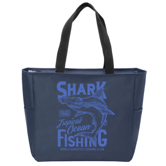 Shark Tropical Fishing World Greatest Fishing Club Zip Tote Bag