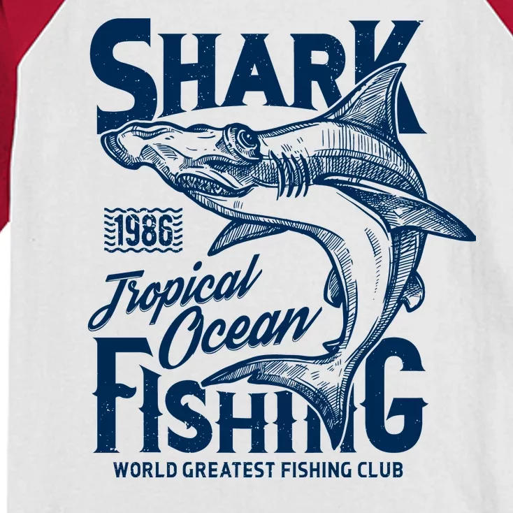 Shark Tropical Fishing World Greatest Fishing Club Kids Colorblock Raglan Jersey