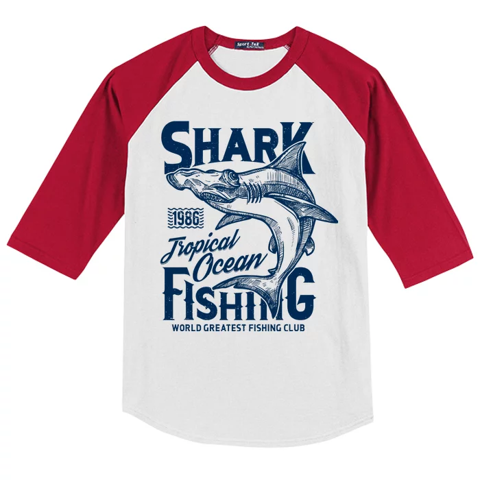 Shark Tropical Fishing World Greatest Fishing Club Kids Colorblock Raglan Jersey