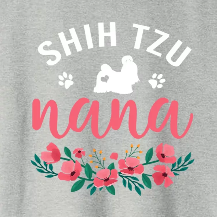 Shih Tzu Grandma Funny Gift Cute Dog Lover Nana Christmas Gift Women's Crop Top Tee