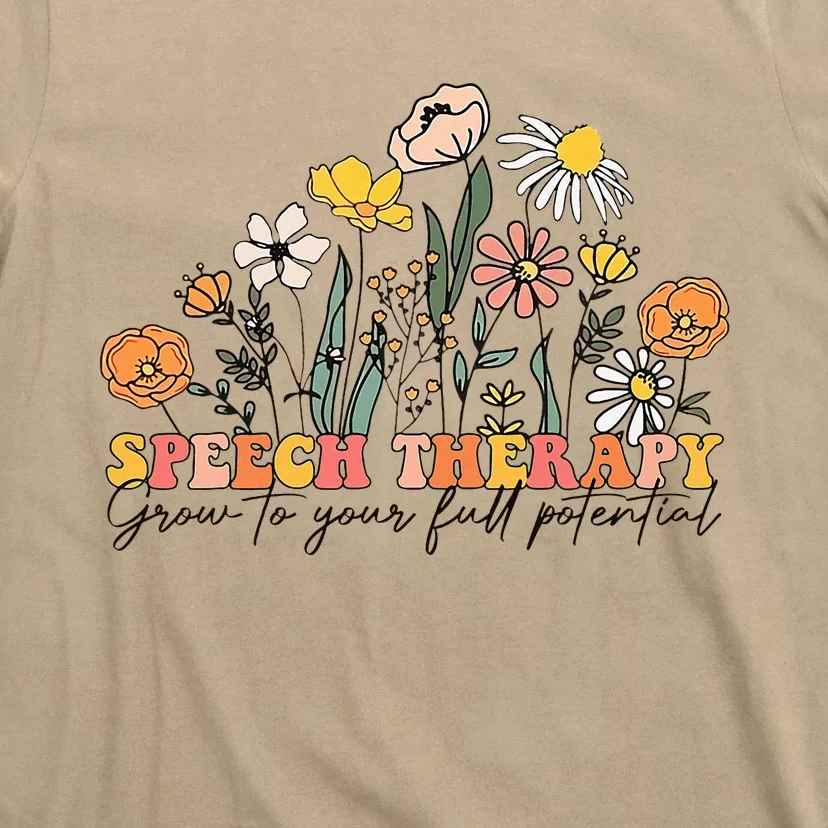 Speech Therapist Gift Speech Therapy Funny SLP Speech Flower T-Shirt