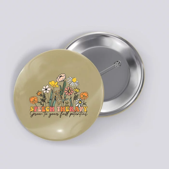 Speech Therapist Gift Speech Therapy Funny SLP Speech Flower Button