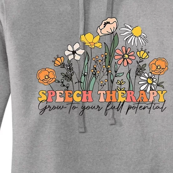 Speech Therapist Gift Speech Therapy Funny SLP Speech Flower Women's Pullover Hoodie