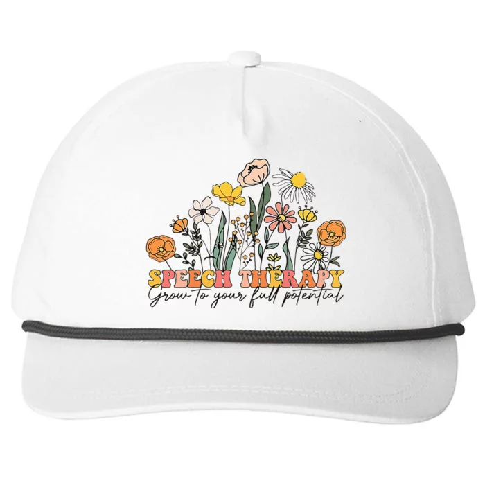 Speech Therapist Gift Speech Therapy Funny SLP Speech Flower Snapback Five-Panel Rope Hat