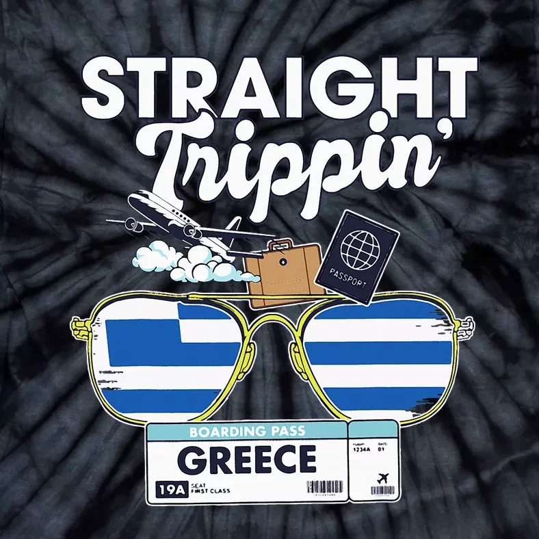 Straight Trippin Greece Vacation Travel Trip Matching Tie-Dye T-Shirt