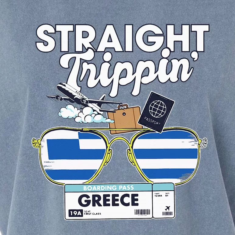 Straight Trippin Greece Vacation Travel Trip Matching Garment-Dyed Women's Muscle Tee