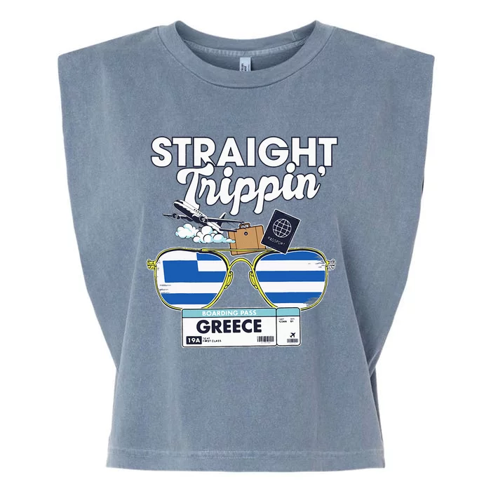 Straight Trippin Greece Vacation Travel Trip Matching Garment-Dyed Women's Muscle Tee