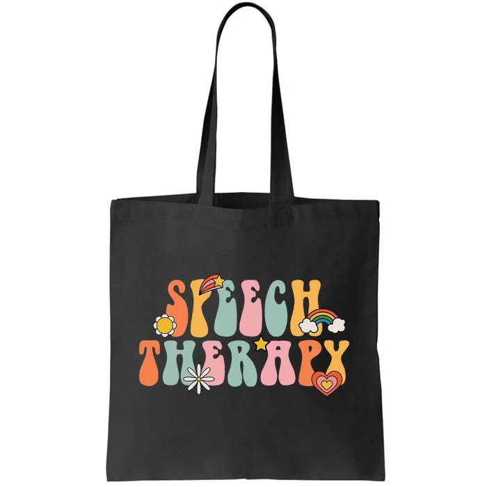 Speech Therapy Groovy Retro Vintage Cute Tote Bag