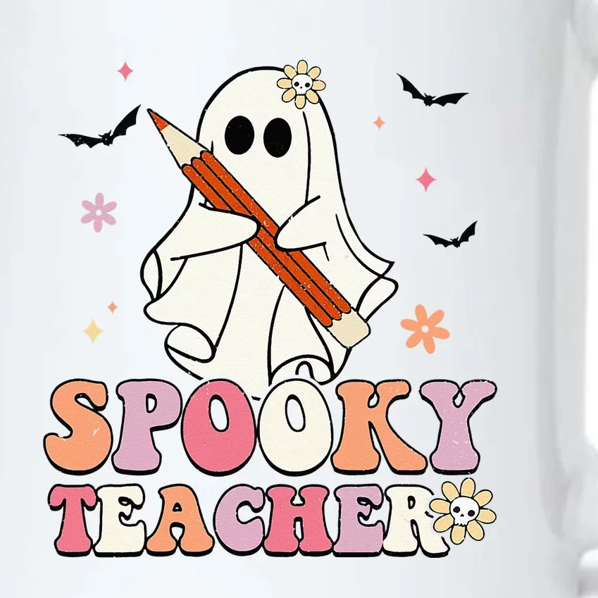 Spooky Teacher Ghost Halloween Groovy Retro Trick Or Treat Black Color Changing Mug