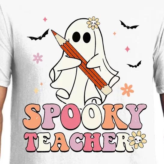 Spooky Teacher Ghost Halloween Groovy Retro Trick Or Treat Pajama Set