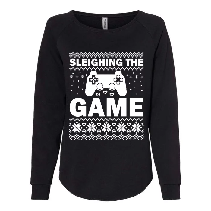 Sleighing The Game Xmas Ugly Video Gamer Christmas Cute Gift Womens California Wash Sweatshirt