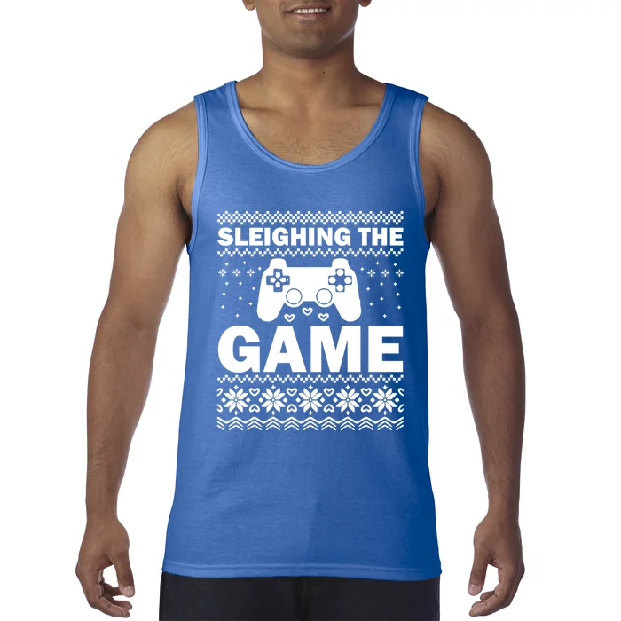 Sleighing The Game Xmas Ugly Video Gamer Christmas Cute Gift Tank Top