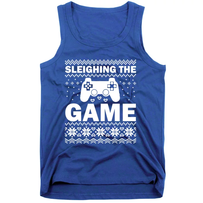 Sleighing The Game Xmas Ugly Video Gamer Christmas Cute Gift Tank Top