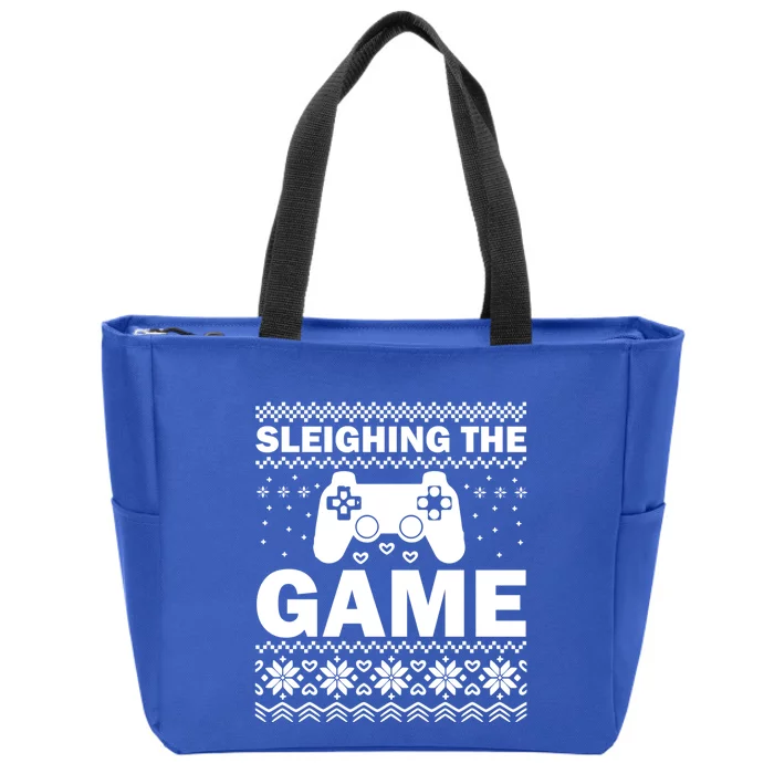 Sleighing The Game Xmas Ugly Video Gamer Christmas Cute Gift Zip Tote Bag