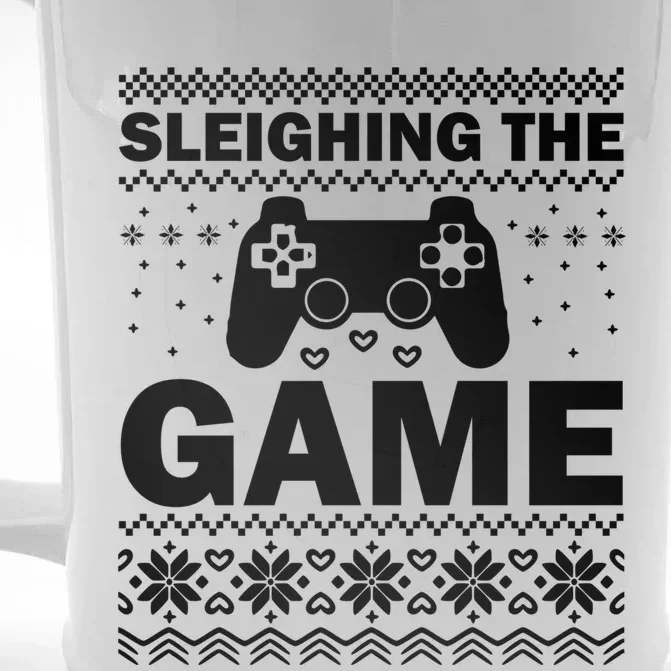 Sleighing The Game Xmas Ugly Video Gamer Christmas Cute Gift Front & Back Beer Stein