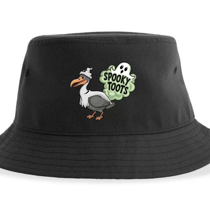 Spooky Toots Goose Ghost Funny Halloween Sustainable Bucket Hat