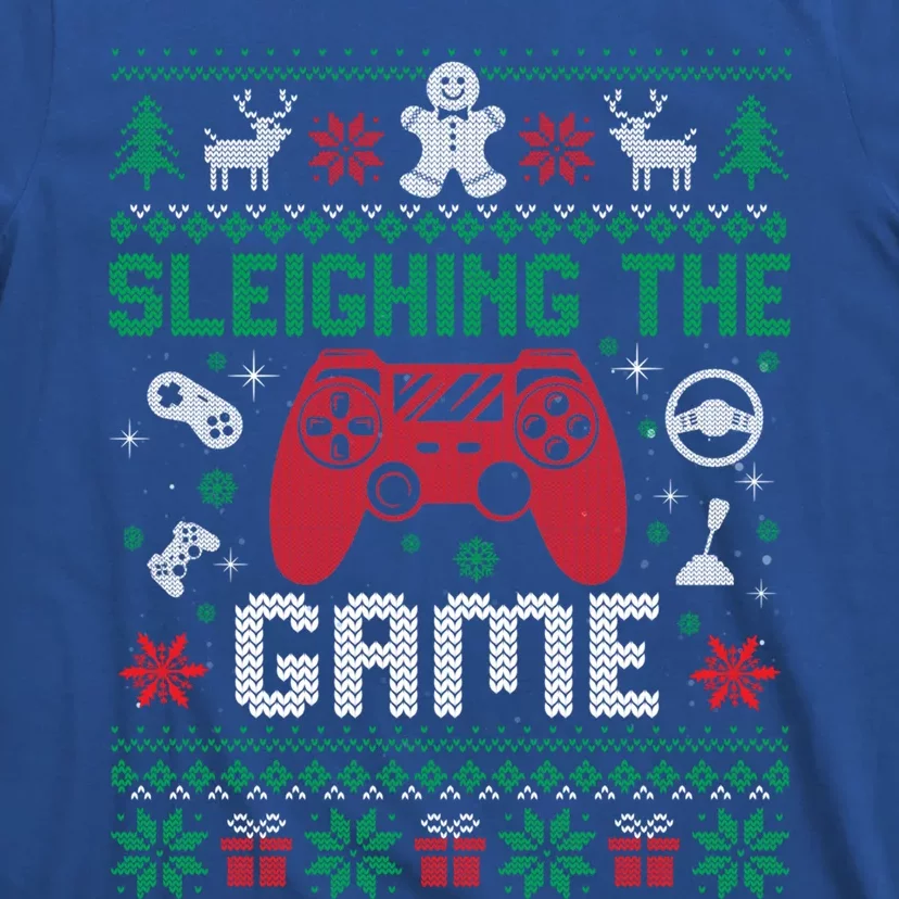 Sleighing The Game Ugly Christmas Sweater Gamer Video Game Gift T-Shirt