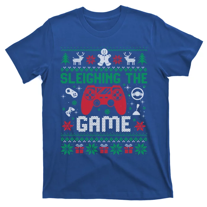 Sleighing The Game Ugly Christmas Sweater Gamer Video Game Gift T-Shirt