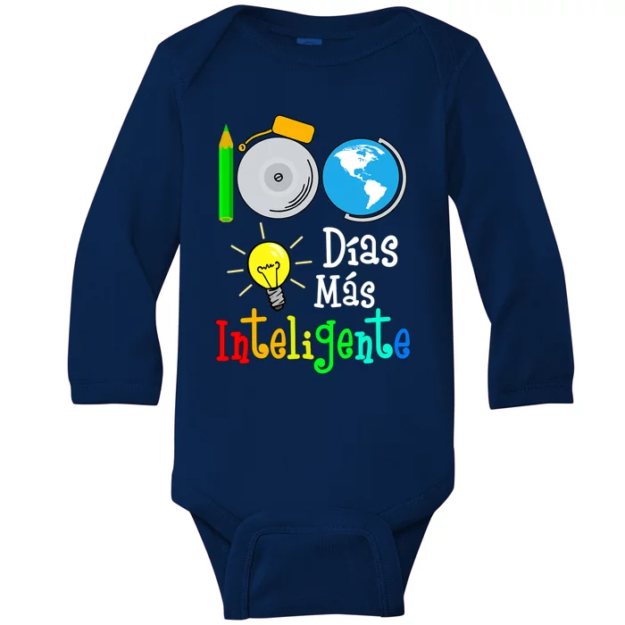 Spanish Teacher Gift 100 Days Smarter 100th Day Of School Great Gift Baby Long Sleeve Bodysuit