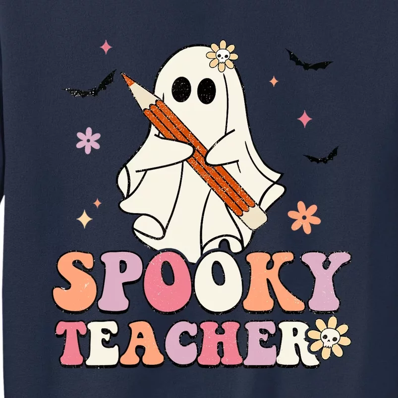 Spooky Teacher Ghost Halloween Groovy Retro Trick Or Treat Sweatshirt