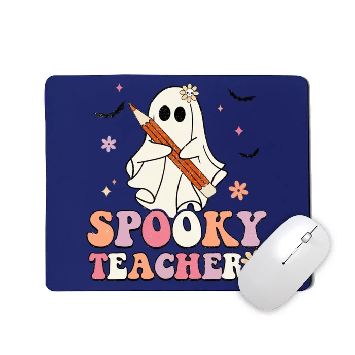 Spooky Teacher Ghost Halloween Groovy Retro Trick Or Treat Mousepad