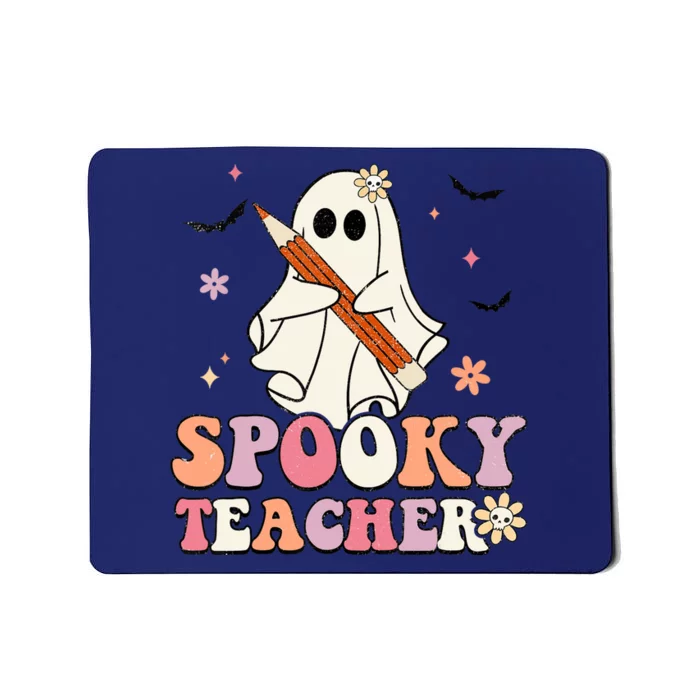 Spooky Teacher Ghost Halloween Groovy Retro Trick Or Treat Mousepad