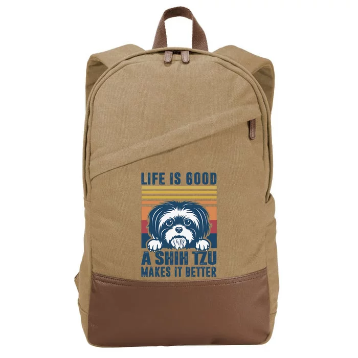 Shih Tzu Gifts For Shitzu Dog Mom Dad Shih Tzu Cotton Canvas Backpack