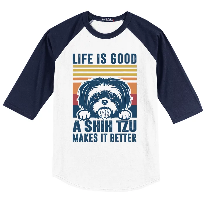 Shih Tzu Gifts For Shitzu Dog Mom Dad Shih Tzu Baseball Sleeve Shirt