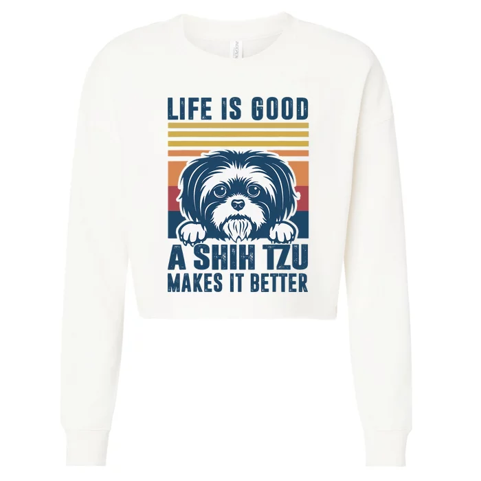 Shih Tzu Gifts For Shitzu Dog Mom Dad Shih Tzu Cropped Pullover Crew