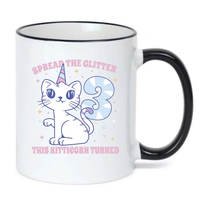 Spread The Glitter This Kitticorn Turned 3 Birthday Gift Black Color Changing Mug