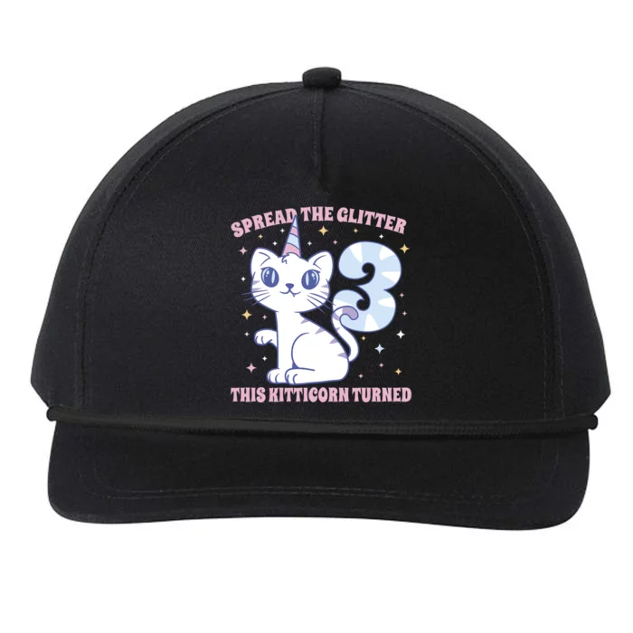 Spread The Glitter This Kitticorn Turned 3 Birthday Gift Snapback Five-Panel Rope Hat